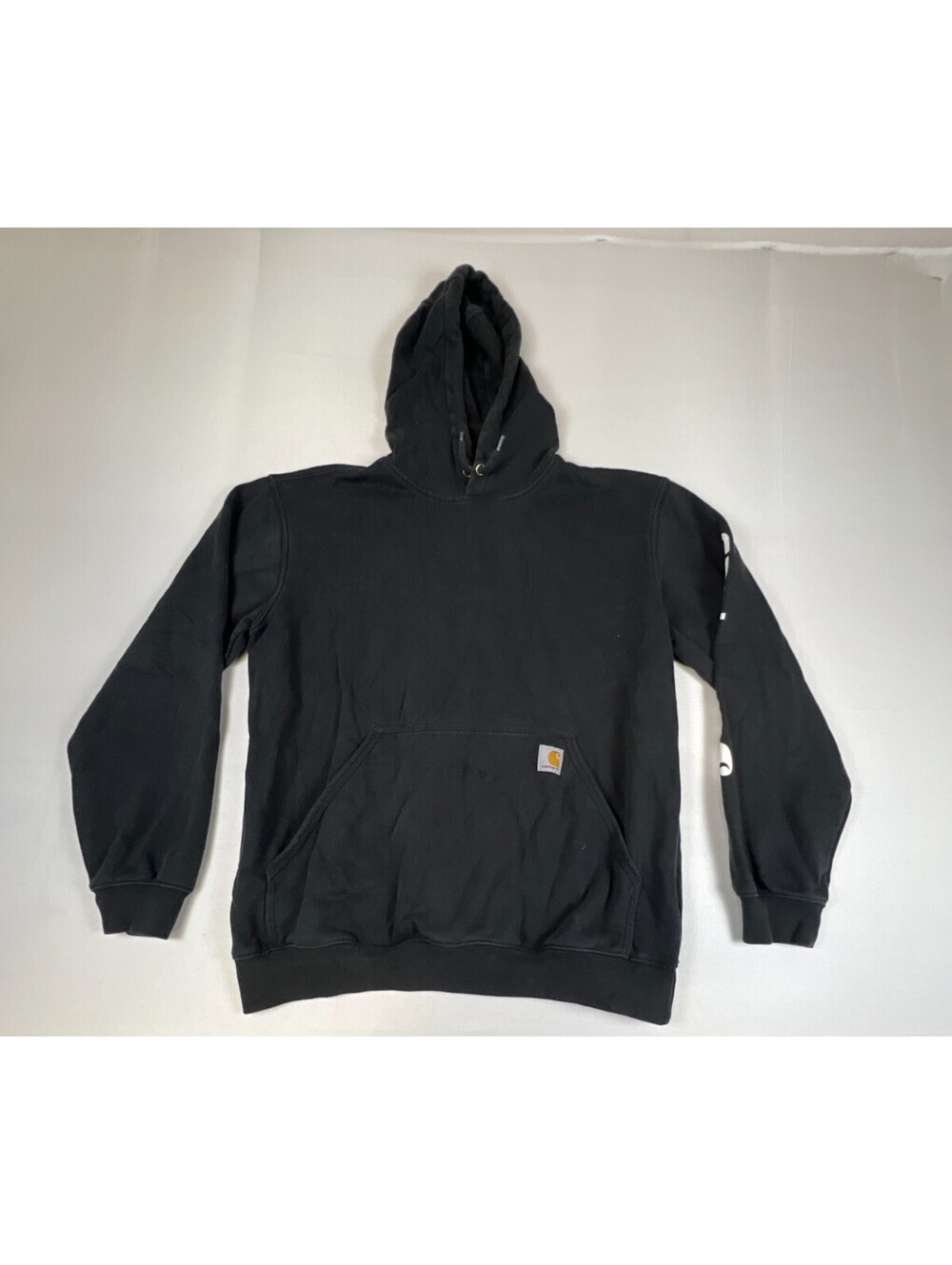 Carhartt Men's M Black Loose Fit Logo Sleeve Pullover Hoodie Sweatshirt